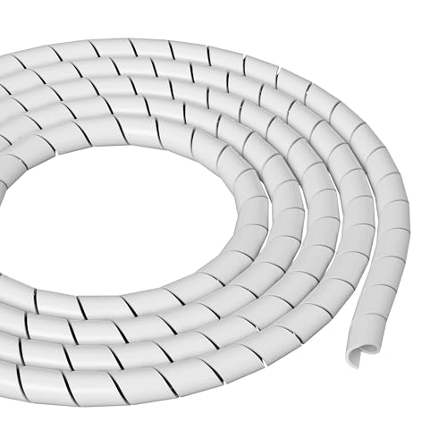 D-Line 8.2ft White Cord Wrap, Spiral Cable Sleeve, Expands 0.39-1.5in Diameter, Wrap by Hand - White - color: White