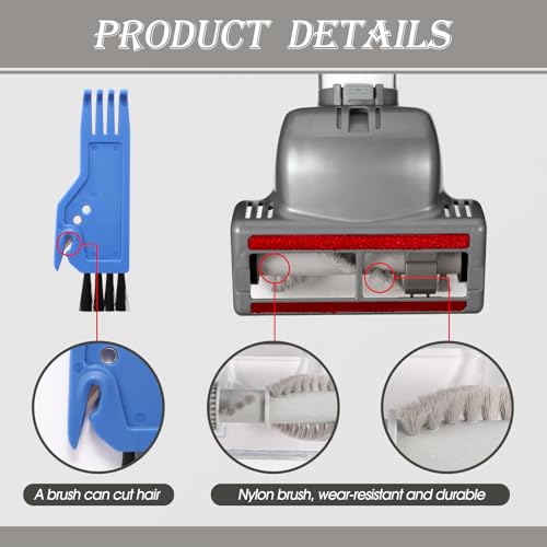 Upgraded Pet Hair Power Brush Tool Attachment for Shark Navigator Lift-Away Deluxe Upright NV360 NV350 NV352 NV356E NV370 NV22L UV420 UV410 UV440 Vacuum Replacement Parts Numbers 119FFJ Gray