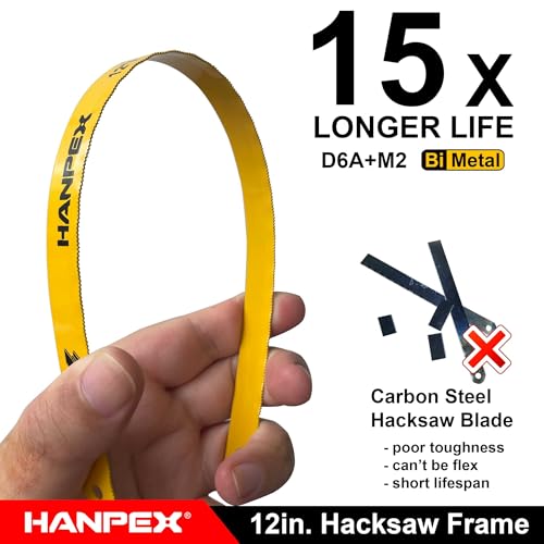 Hanpex 12in. High-Tension Hacksaw Frame with 24 TPI Bi-metal Blade, Hand Saw Suitable for Metal, wood, PVC, Carpentry（Black Handle） - style: Hacksaw with Red Handle