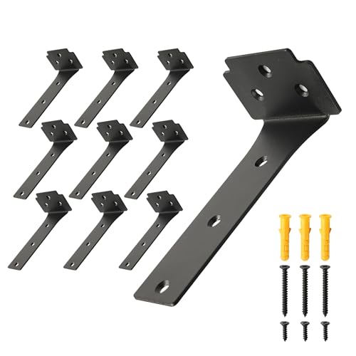 Floating Shelf Brackets,10 Pack Heavy Duty L Brackets for Shelves, 6 Inch Black Stainless Steel Countertop Support Brackets,Wall Mounting for Wood - size: 6 Inch, style: Black 10 Pack