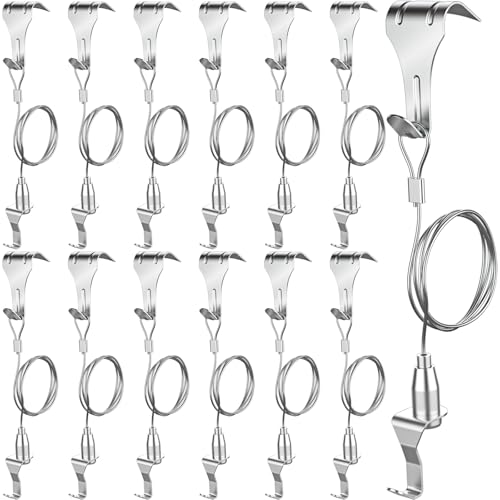 16 Pack Picture Rail Hooks and Wire,Picture Rail Hanging System with Hooks