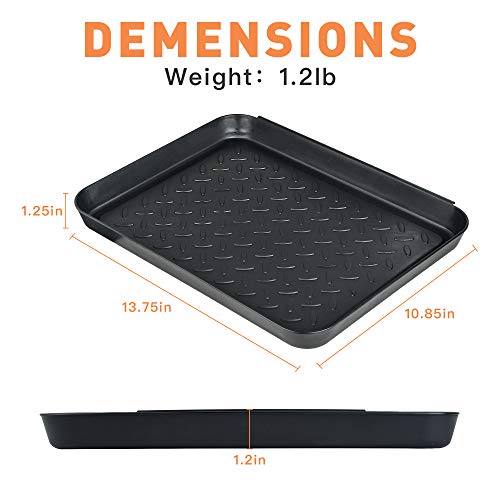 Set of 3 Square Boot Tray, Akamino Plastic Utility Shoe Mat Tray for Entryway Indoor and Outdoor Use in All Seasons, 13.7x10.6x1inch,Black (Pack of 2) - size: floral (Pack of 2)