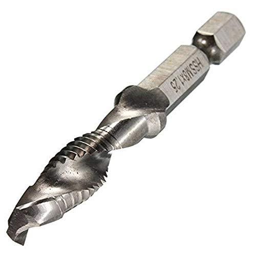 6 pcs Combination 1/4 Hex Twist Tap Drill HSS M3-M10 Bit Screw Countersink Hexagonal Handle Metric Taps White Diamond/Titanium Plated