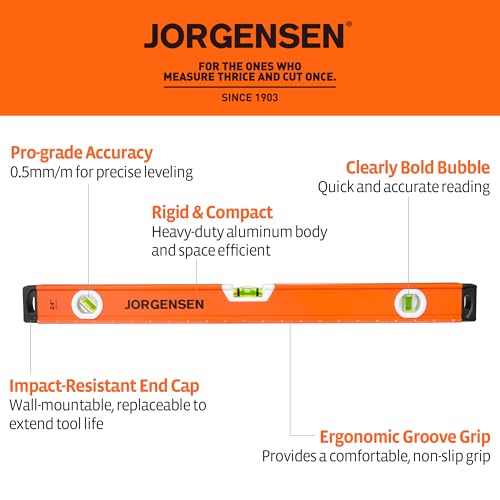 JORGENSEN 3-Piece Non-Magnetic Aluminum Spirit Level Set for Construction - size: 48"+24"+12" (Non-Magnetic, No LED)
