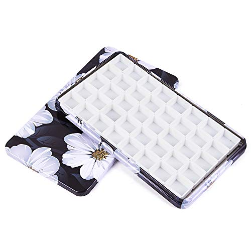 qianshan 40Pcs Empty Half Pans Watercolor Tin Palette with Magnetic Stripe - color: Flower