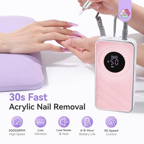 SAVILAND 30s Fast Removal Electric Nail Drills 50000 RPM for Acrylic Nails - color: Red