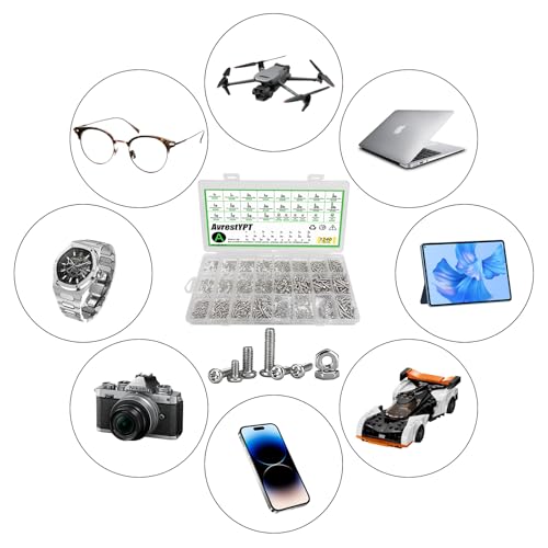 1240Pcs 304 Stainless Steel Metric Micro Screws Nuts Assortment, M1 M1.2 M1.4 M1.6 M1.7 M2 M2.5 M3 Sizes, Micro Phillips Head Pan Head Screws, Fully Threaded Kit for Arduino, RC Models, Electronics - size: M1/1.2/1.4/1.6/1.7/2/2.5/3-1240Pcs