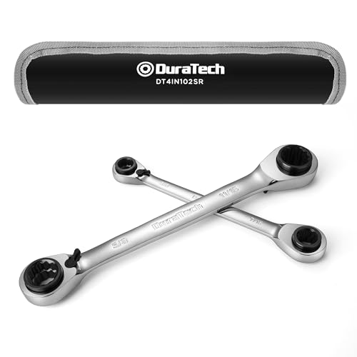 DURATECH 4-in-1 Reversible Ratcheting Box Wrench Set, SAE, 2-Piece - size: 5/16"-3/4"