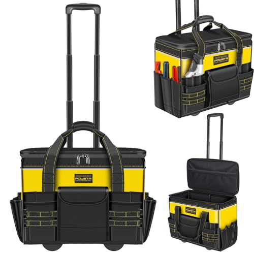 21"Rolling Tool Bag with Wheels,1680D Waterproof Rolling Tool Tote Bag