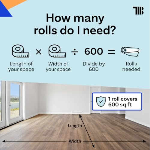 TapeManBlue Floor Protection Film, 36" x 200', Made in USA, Blue Self Adhesive Floor Protector Tape for Moving, Painting and Construction, Temporary Covering to Shield Hardwood, Tile, Hard Surfaces