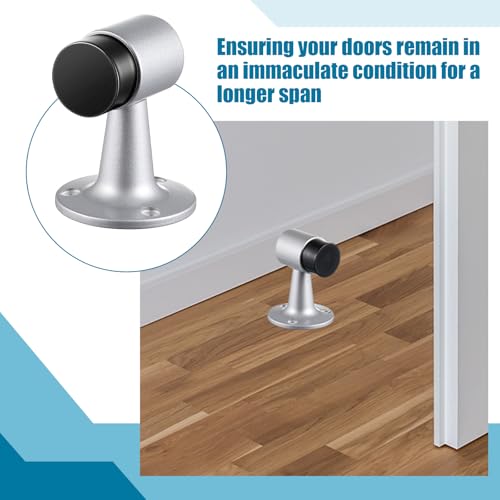 Yaocom 2 Pack Heavy Duty Floor Mounted Door Stop 3 in Aluminum Commercial Grade Door Stopper with Rubber Bumper & Stainless Steel Screws (Sliver) - color: Sliver