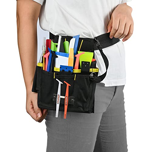 EHDIS Wrapping Tool Pouch with Belt Waist Waterproof Oxford Small Tool Organizer Tool Bag Utility Gadget Tool Holder with Multi Pocket for Car Tools