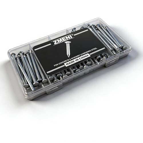2" Concrete Nails – High Strength Masonry Nails (105 PCS) – Galvanized for Hanging Pictures, Frames, Shelves on Brick, Cement, Wood – Heavy Duty & Bend Resistant - size: 2"-105 PCS