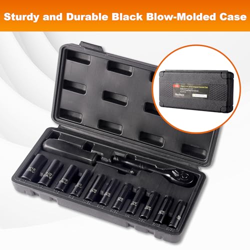 Reniteco 13-Piece 1/4" Drive Socket Set, SAE 3/16"-11/32", 72-Tooth, Cr-V - size: 1/4"-13 PCS