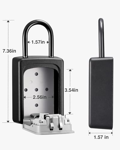 Puroma Key Lock Box Large with Code Lockbox Outdoor Wall Mount Safe 1 Gray - color: Grey