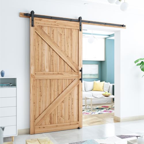 SMARTSTANDARD 8.2 FT Heavy Duty Sturdy Sliding Barn Door Hardware Kit,Black - size: 8.2 Feet