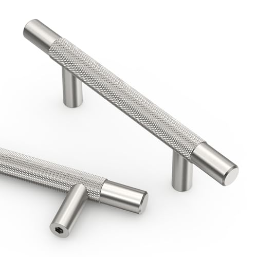 Asidrama 10 Pack 3 Inch(76mm) Brushed Satin Nickel Knurled Kitchen Cabinet Handles, Cabinet Pulls Kitchen Cabinet Hardware for Cupboard Drawer Pulls - color: Brushed Satin Nickel, size: 3" Hole Center
