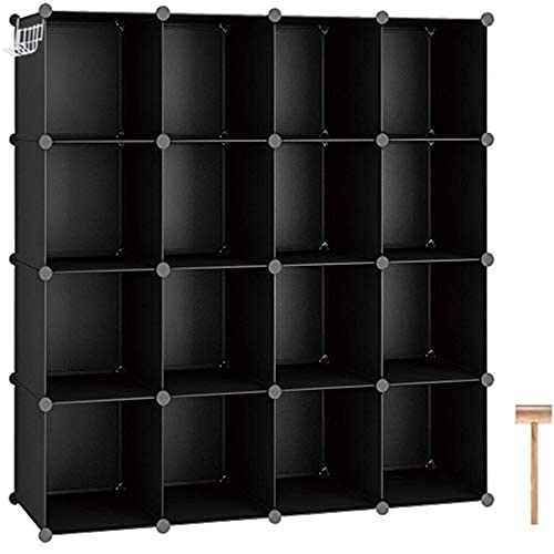 C&AHOME 16 Cube Storage Organizer Cube Shelves Units Storage Cubes, Black - color: Black