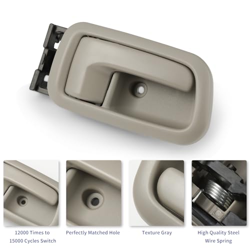 Interior Door Handles w/Bezel for 2000-2006 Toyota Tundra (Standard/Regular/Extended Cabs ONLY), Rear Left Driver & Right Passenger Side, Gray - size: Rear Left & Right
