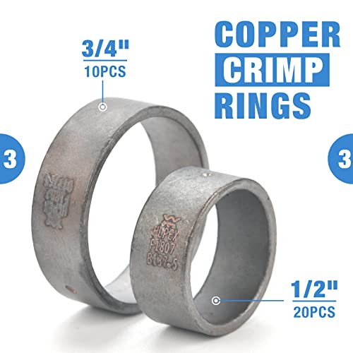 IWISS Angle PEX Crimping Tools Combo Kits for 1/2" & 3/4" Pex Crimp Rings with Go/No-Go Gauge with PEX Pipe Cutter Suits for All US F1807 Standards Copper Rings