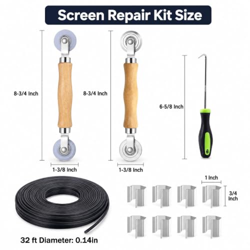 King&Charles Screen Repair Kit, 5-in-1 Screen Tool for Window Mesh Repair - size: 5 in 1