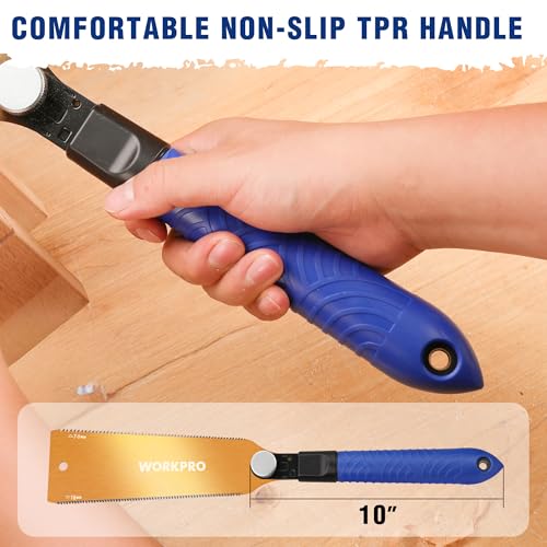 WORKPRO 8'' Japanese Pull Saw, Double-Edged Hand Saw with 7-9&18 TPI - size: 8'' - Wide Head