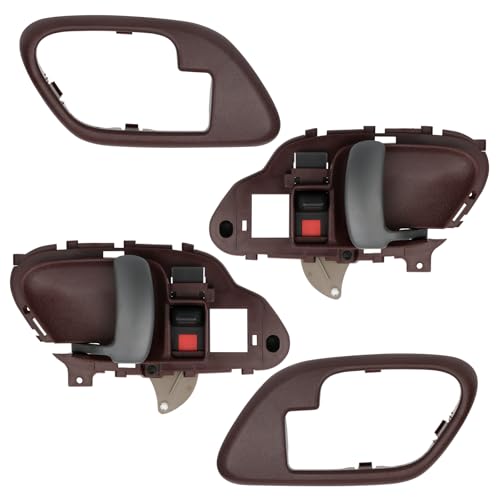 APPERFiT Interior Door Handle w/Bezel Kit (Red) Compatible with 1995-2002 Chevy Chevy GMC Truck C1500 C2500 C3500 K1500 K2500 K3500 Suburban Tahoe Yukon Replaces 15708049 15708050 - color: Red