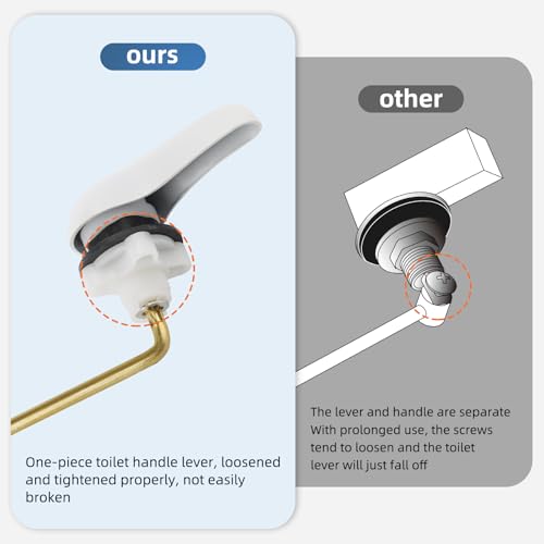 iFealClear Universal Metal Toilet Handle Replacement Kit, Front Mount Toilet Tank Flush Lever with Stainless Steel Chain, Fits Most Toilets, White - color: White, style: Front Mount Design