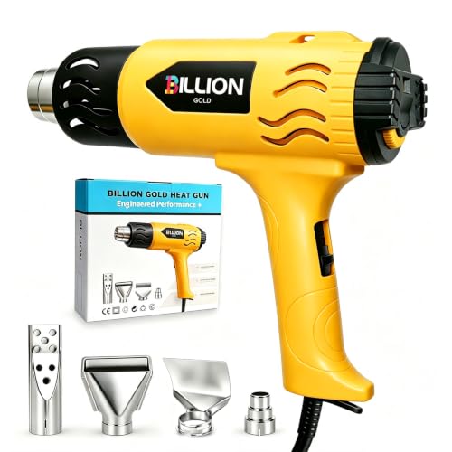 Heat Gun 1800W, 100℉ to 1200℉ Hot Air Gun with 4 Nozzles - color: Yellow-4