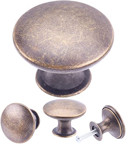 8 Pack Delicate Design Round Antique Breen Bronze Kitchen Cabinet Knobs Cupboard Door Knobs 1.18-INCH Breen Bronze Drawer Handle Pulls Dresser Knobs with 8 Pcs Screws for Bathroom Drawer Door Hardware - color: Breen Bronze