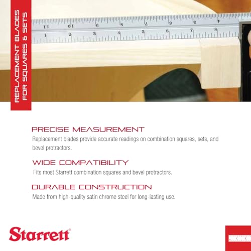 Starrett Blade Only for Combination Squares, Sets & Bevel Protractors, 24"L - size: 24", style: 16R Graduation