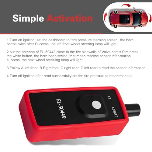 TPMS Relearn Tool, EL-50449 Tpms Reset Tool, Car Tire Pressure Monitor Sensor Activation Reset Tools, Universal for Most Auto, Sedan, SUV