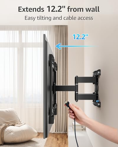 MOUNTUP Ultra Slim TV Wall Mount for Most 37-90 inch TVs, 1.1" Thin Low Profile Full Motion TV Mount Bracket, Dual Swivel Articulating Arms with Tilt, Fits 16" Studs, Max VESA 600x400mm Holds 132lbs - size: for 37-90 inch TV,Slim TV Mount