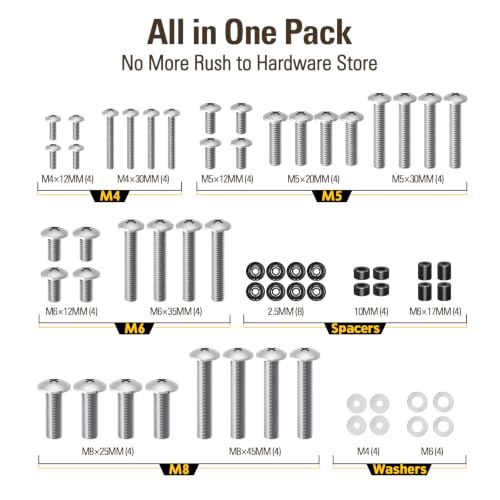 Mounting Dream TV Mounting Hardware TV Mount Screws Kit Comes with M4, M5, M6, M8 Screws, Includes Spacers and Washers, Fits Any TVs Up to 82 Inch, Works with Any Wall Mount MD5754