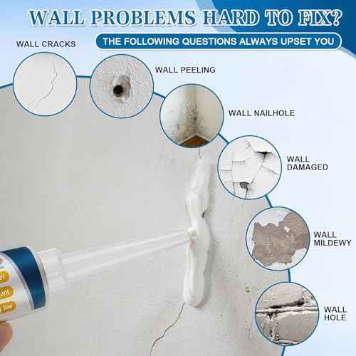 2Pcs Wall Repair Paste Tube, Drywall Repair Kit, Quick Drying Wall Mending Agent Spackle Wall Repair Kit with Scraper and Sandpaper for Holes Cracks Scratches Home DIY Use