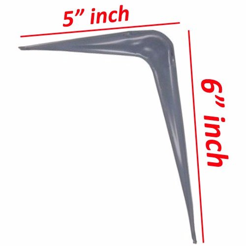 Metal 5" x 6" inch Wall Corner Angle Shelving Shelf Brackets, Grey, Pack of 20 - size: 5" x 6" inch