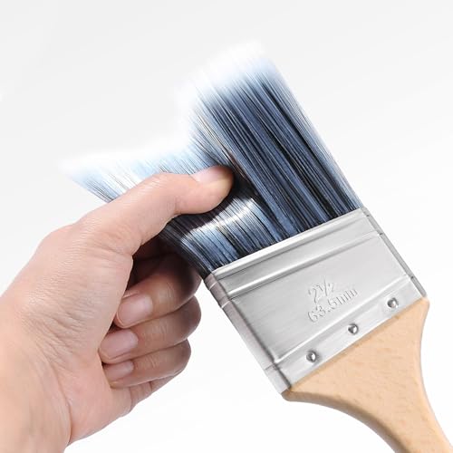 Wesquer Angled Paint Brush 2.5 Inch 2 Pack, Professional Paint Brushes for Walls, Furniture, Cabinets & Edges - No Shedding Synthetic Bristles, Comfort Wood Handle for Oil & Latex Paint