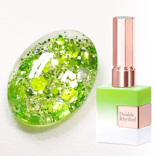 Double Rhythm 15ML Glitter Gel Polish Shimmer Reflective Holographic Color Magnetic for Nail Art Salon DIY at Home (Holographic Lime Green-B1220) - color: Holographic Blue