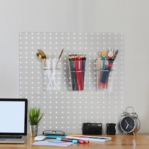 Yookeer 20 Pcs Pegboard Bins and Cups Accessories with Hooks, Clear - color: Clear
