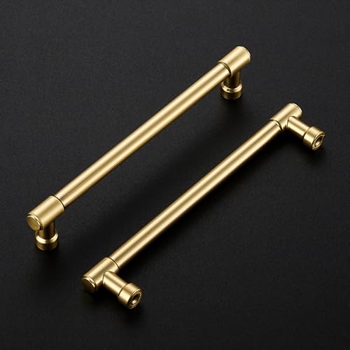 Ravinte Brushed Gold Kitchen Pulls Cabinet Handles 6-1/4 Inch 5 Pack - color: Brushed Gold, size: 6-1/4 Inches Hole Center