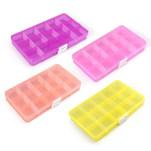 Opret Bead Organizer Box 15 Grids 4 Pack for Crafts - color: 4 pcs, multicolors 2