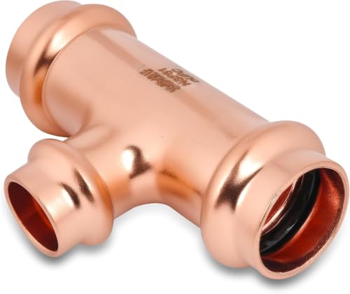 (WDAISY 5 Pack) Industrial-Grade 3/4" × 3/4" × 1/2" Copper Press Fit Tee – Press Fitting, Heavy-Duty Copper Tee, LBP Design, Press Fitting for Copper Tube, Plumbing Connector, Pipe Repair - size: 3/4" × 1/2" × 3/4" Copper Press Reducing Tee – 5P