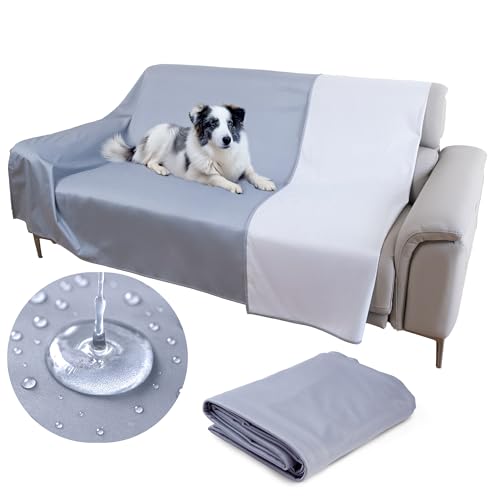 Thin Reversible Waterproof Protective Bed Cover (King Size, 100 x 96 inch), for Pets, Babies; Incontinence, Dirt, Drool - color: Gray, size: King 96 x 100 inch
