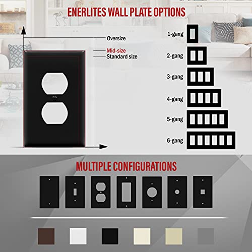 ENERLITES 10 Pack Mid-Size Duplex Outlet Covers Wall Plate, Black - color: Black, size: Mid-Size