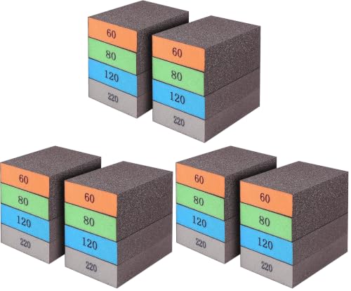 Romeda 24-Pack Sanding Sponge, Four Grits Per Pack 60/80/120/220, Washable and Reusable Handmade Sandpaper Block, Drywall Sandpaper Blocks for Wooden Drywall Sheetrock and Metal Glazing - color: 60/80/120/220 Grits, size: 24-Pack