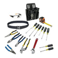 Klein Tools 80118 Electrician Tool Kit with Klein Hand Tools and Eye Protection, Comes in 10-Pocket Leather Pouch, 18-Piece