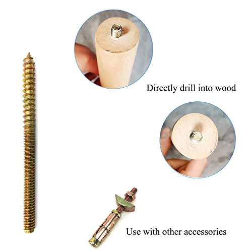 12 Pack 1/4-20 x 3-1/2 Inch Hanger Bolts 1/4-20" Double Headed Bolts 1/4 Wood Dowel Screw Self-Tapping Screw Hanger Bolts for Furniture Double Head Threaded Rods Bolt 90mm Length - size: 1/4-20"x3-1/2"-12PCS