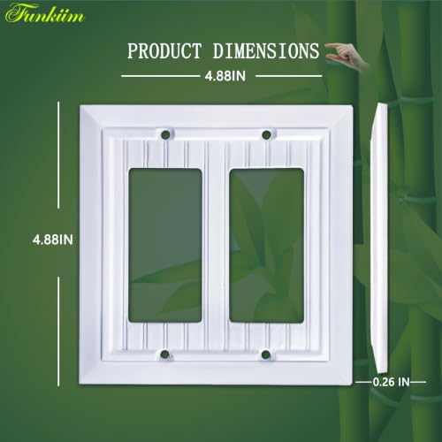 Pure White Classic Beadboard Wall Plates,Light Switch Covers,Electrical Outlet Covers, Switch Plates of Various Combination, Nature Bamboo Fiber Wall plate (2 Gang Decorator 2 Pack) - style: 2 Gang Decorator 2 Pack