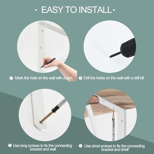 2 Pack L5 x H 3" White Heavy Duty Shelf Brackets with Screws Metal Shelf Brackets Shelf Support Angle Brackets for Shelves L Brackets Heavy Duty Floating Shelf - size: 5''x3'', style: 2 Pack-White