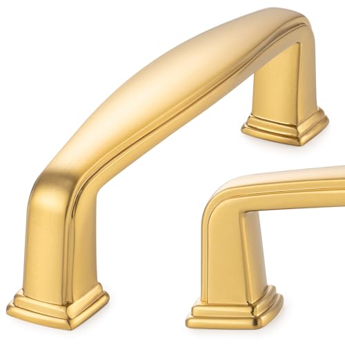 KOOFIZO 10 Pack 3 in Brushed Gold Cabinet Pulls, Gold Drawer Handles 1817 - color: Brushed Gold, size: 3" CC - 10Pcs
